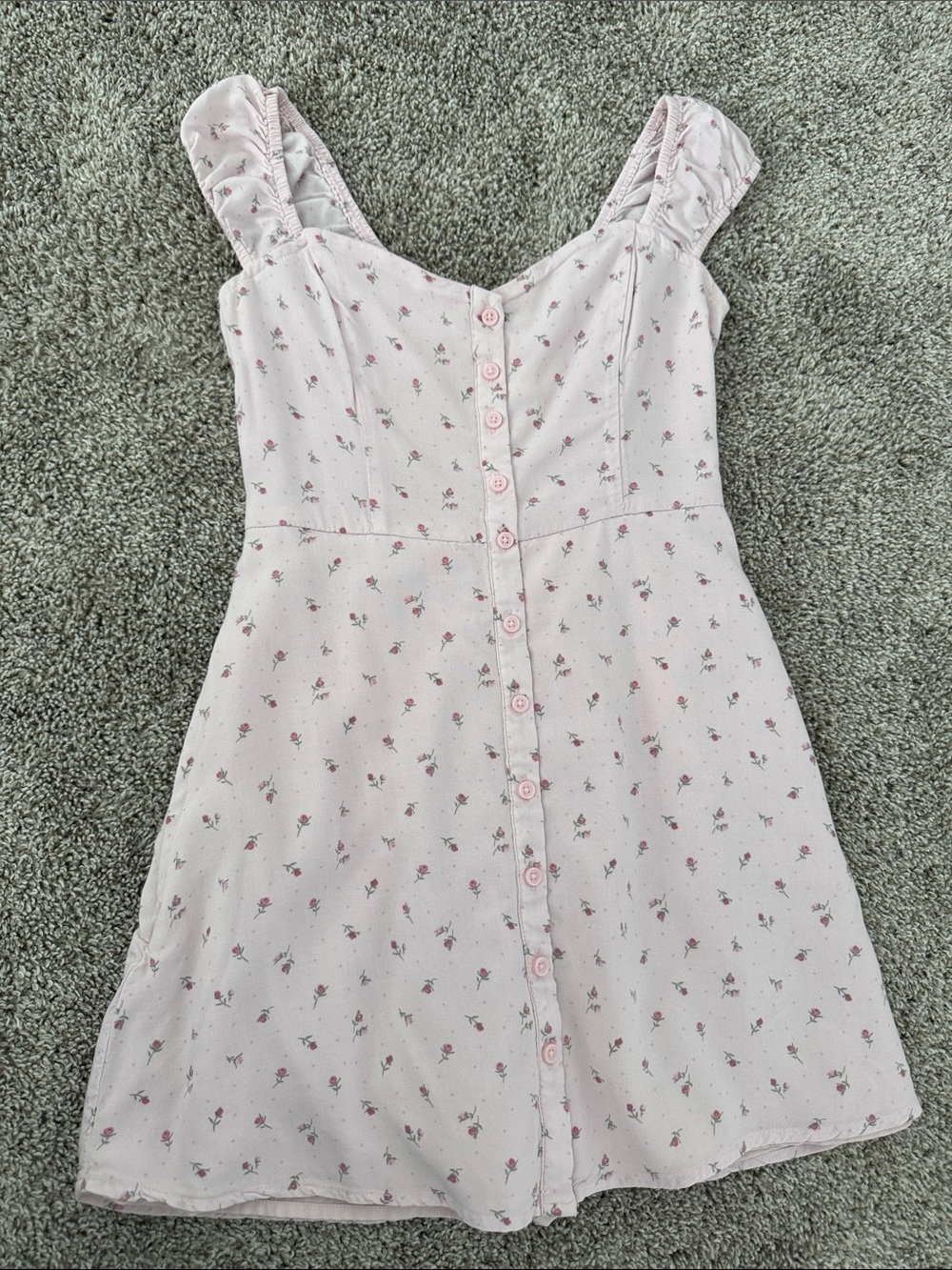 Hollister Light Pink Floral Button-Front Sundress